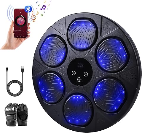 renZEC 2025 Music Boxing Machine for Adults and Kids, Smart Bluetooth Punching Bag with Boxing Gloves, Boxing Wall Mount Machine, Target Training Equipment for Home, Office, Gym(Upgrade)