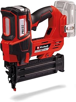 – Einhell Power X-Change Cordless Nail Gun - 18V Single and Serial Shot Electric Nailer, 60 Shots/Min, Depth Adjustment TE-CN 18 Li Solo with 500 Nails (Battery Not Included), Red & Black (4257795)