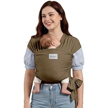 Baby Wrap Carrier, Baby Carrier Wrap Newborn7-35lbs, Cotton Baby Sling Carriers Wearing Wrap Hands Free, Cozy Newborn Wrap One Size Fits All, Brown