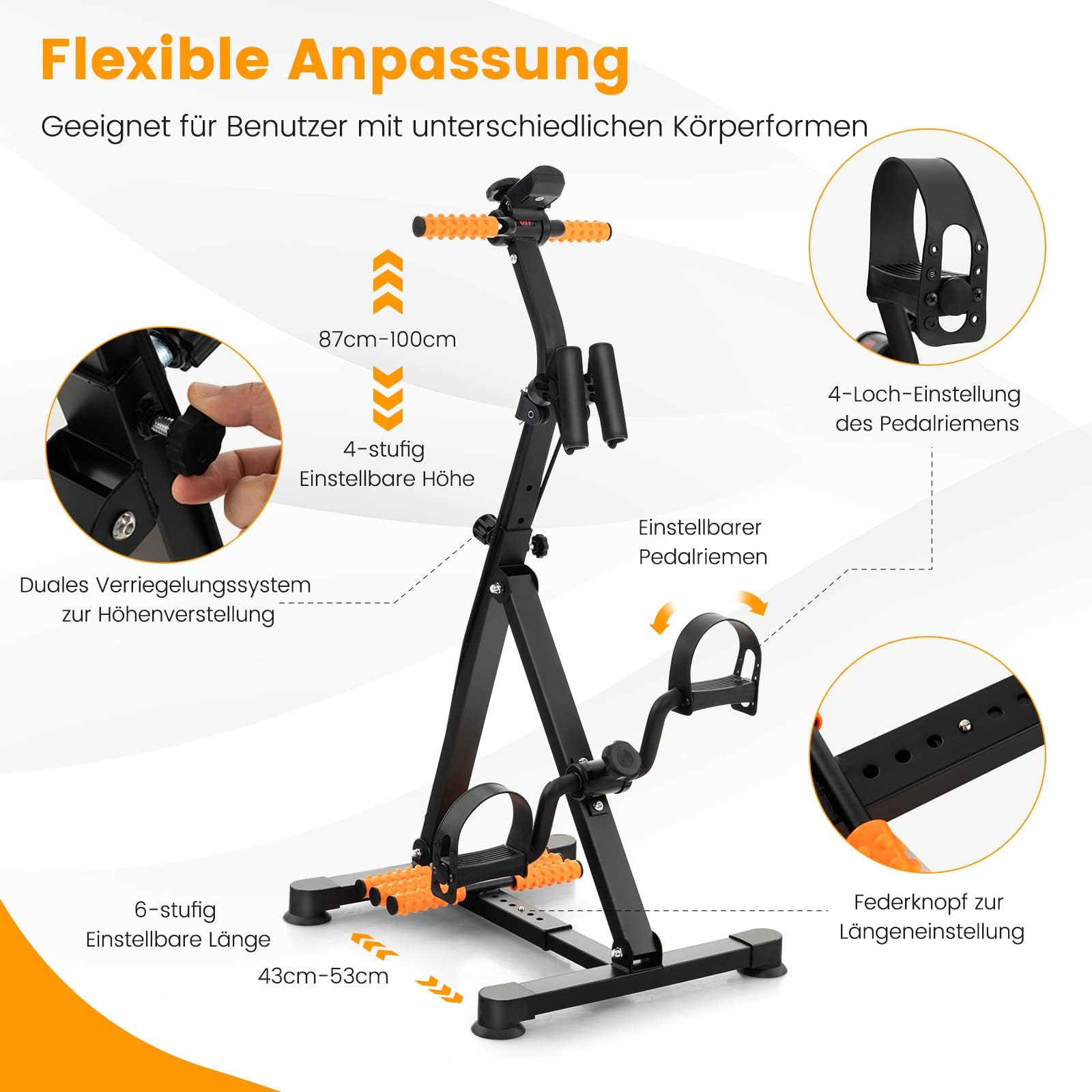 COSTWAY Pedaltrainer für Senioren, Arm und Beintrainer mit LCD Display, Bewegungstrainer höhen- & längenverstellbar, Heimtrainer für Zuhause