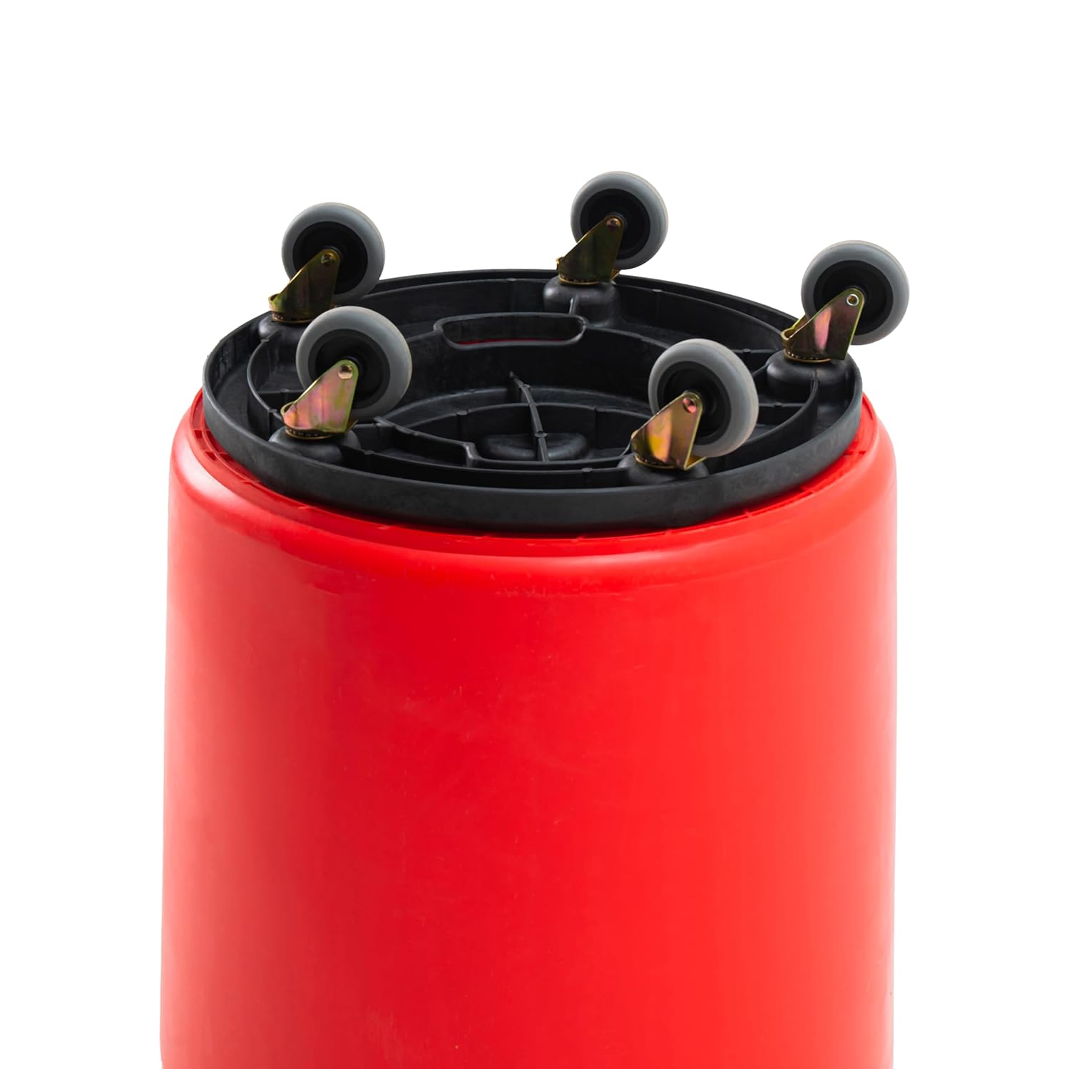 44 Gallon with Lid and Dolly Round Trash Can Storage Containers Ingredient Bin Tall Trash Can Potato Bin Plastic Barrel (Red)