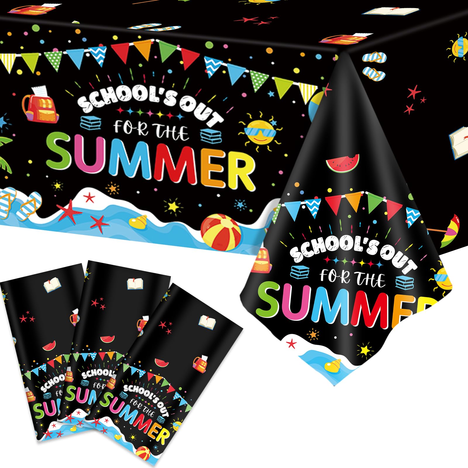 School's Out for The Summer Tablecloths for Kids Class End of School Year Theme Table Covers Supplies Summer End of School Decorations School's Out