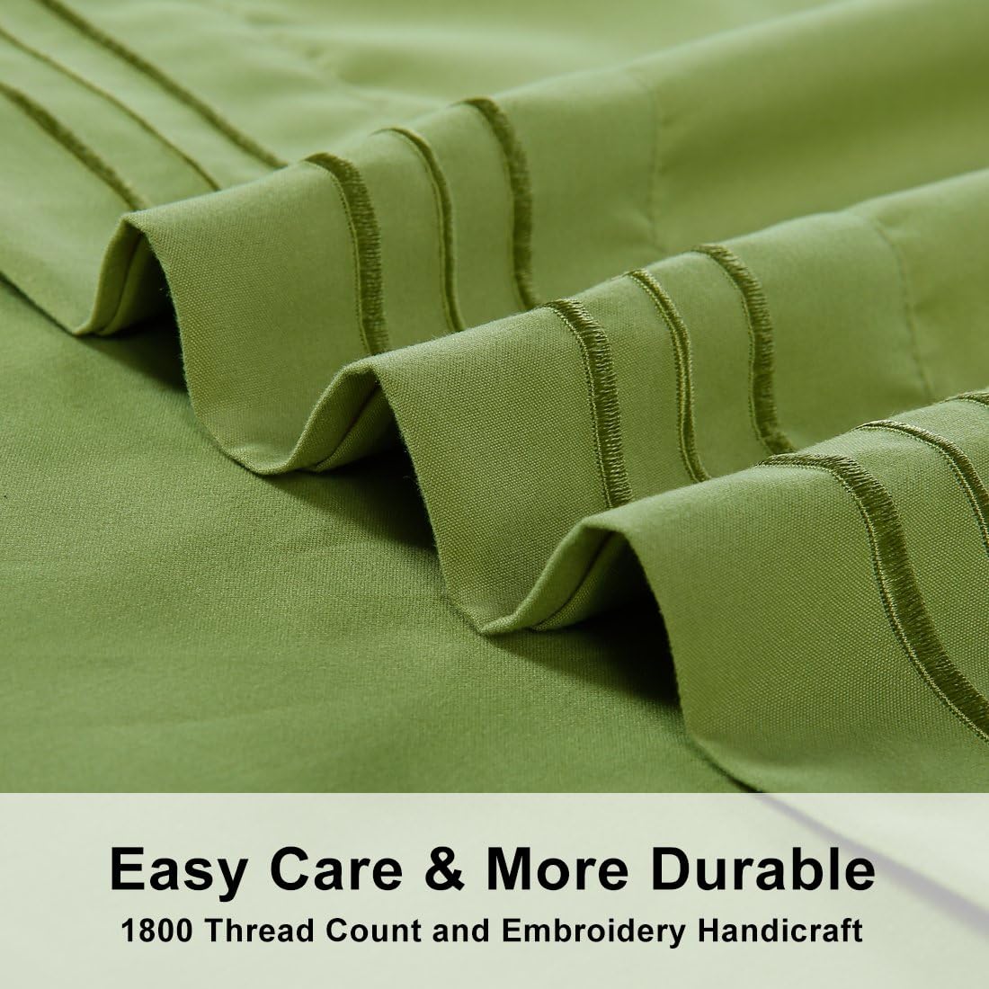 EMONIA Cal King Sheets Set - 6 Pieces Bed Sheets Super Soft 200 Series Deep Pocket Fitted Sheets-Wrinkle and Fade Resistant (Green 200 Thread Count, California King)