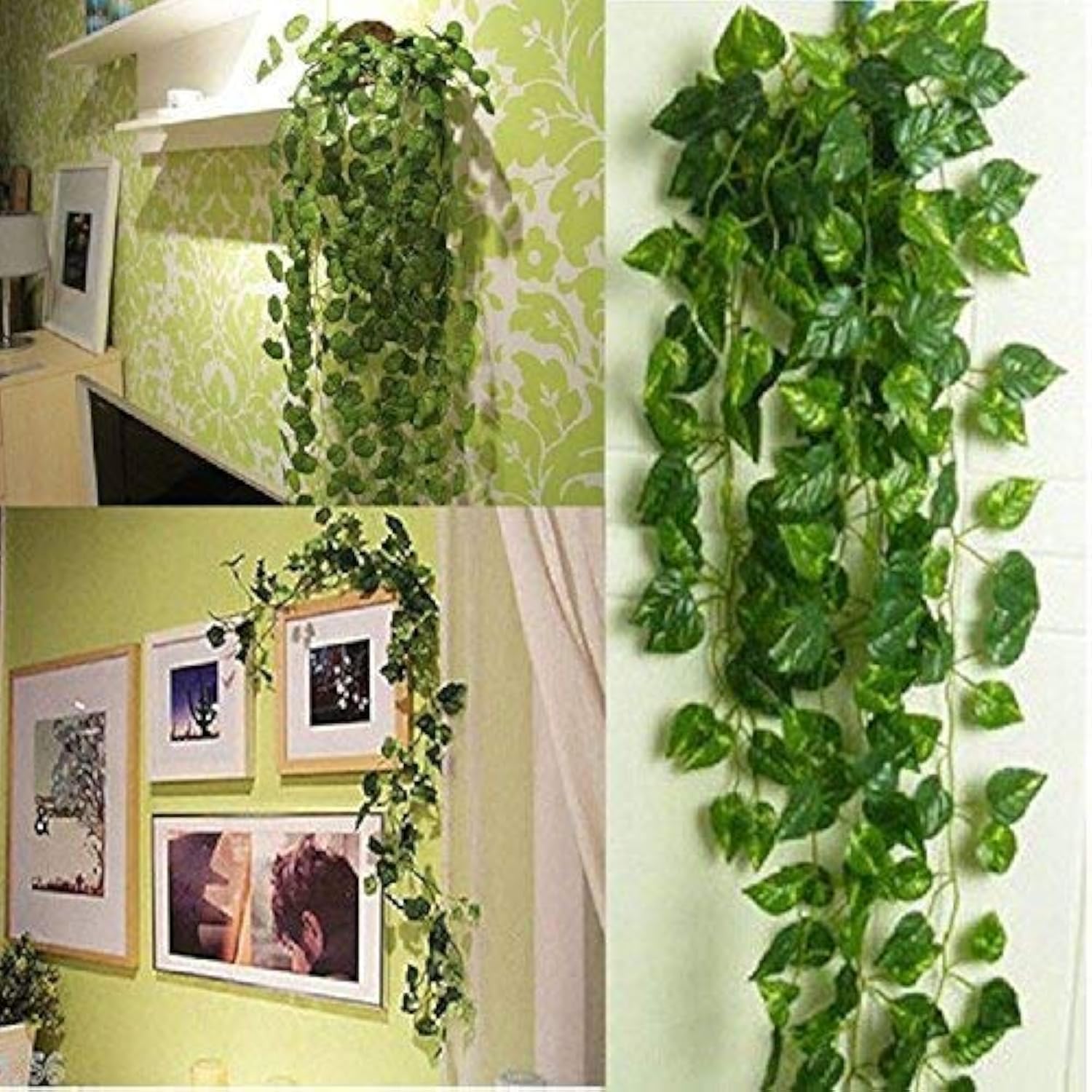 BS AMOR Artificial Fancy Garland Money Plant Leaf Bail Creeper Wall Hanging Speacial Ocassion Decoration Home Decor Party Office Festival Theme Decorative Length 6.5 Feet (Pack of 3 Strings)