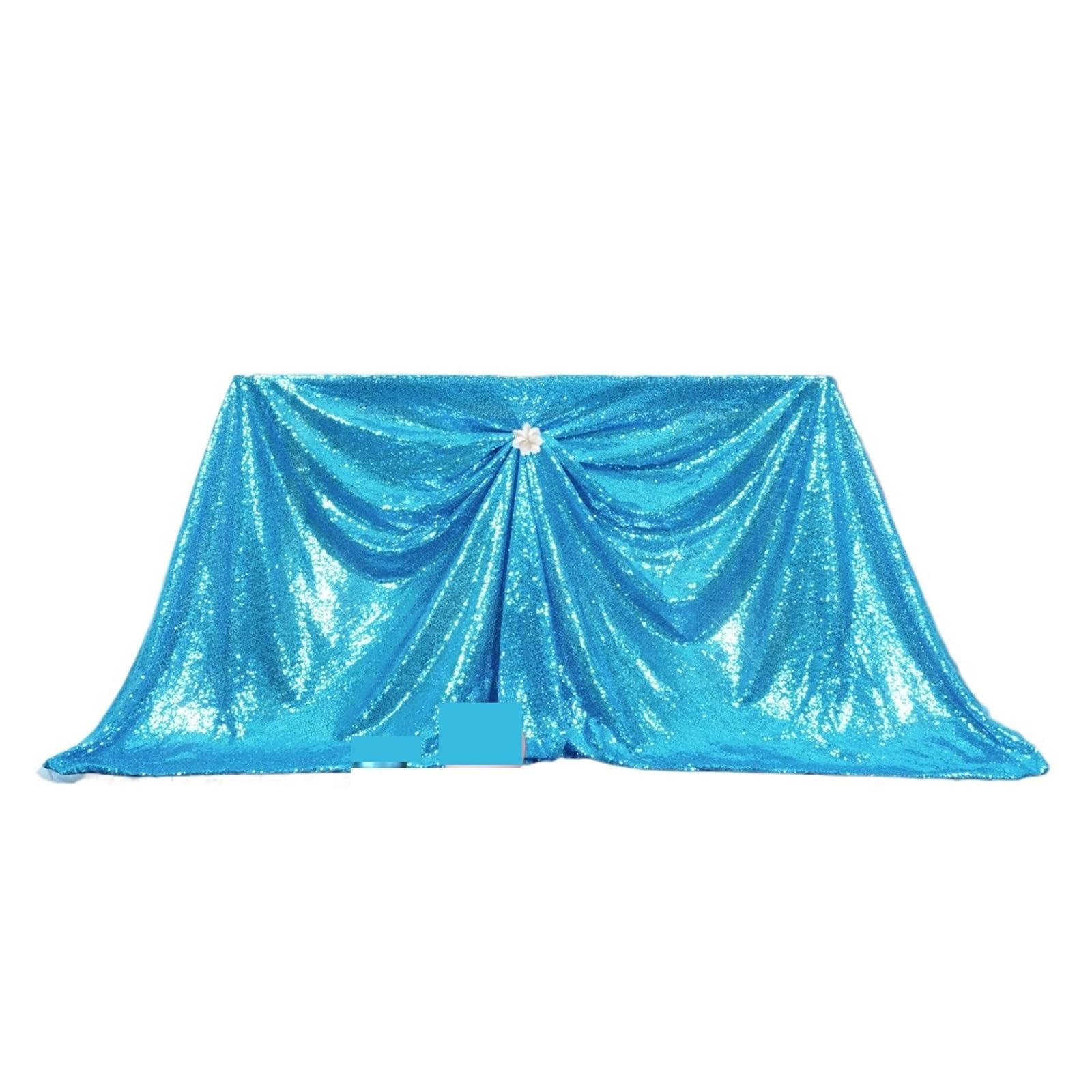 L6NqIAG Sequin Tablecloth Sparkly Sequin Tablecloth Rectangle Table Overlays Party Decorations Vintage Wedding Cloth(Light blue,100x130cm)