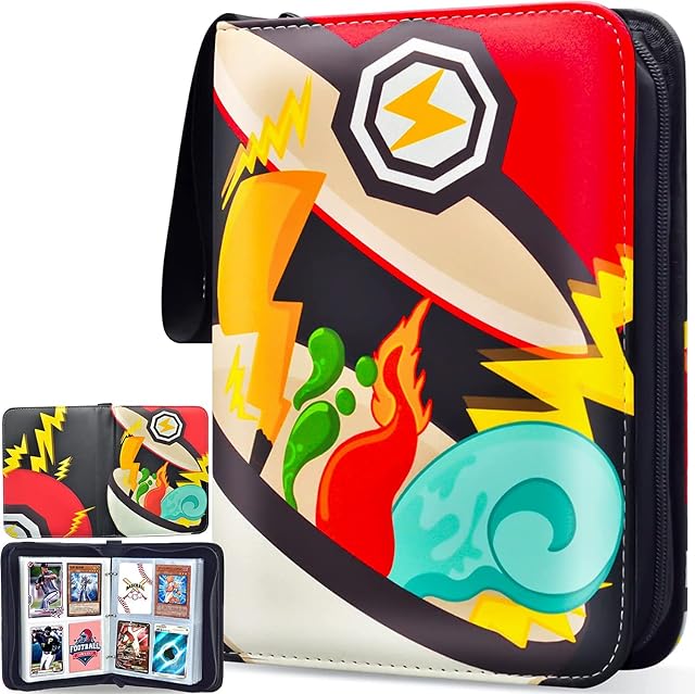 Trading Card Binder for Pokemon Cards - Cards Holder Album Fits 400 Cards with 50 Removable Sheet Cards Holder Folder Binder Album for TCG Book Collection Boys Girls