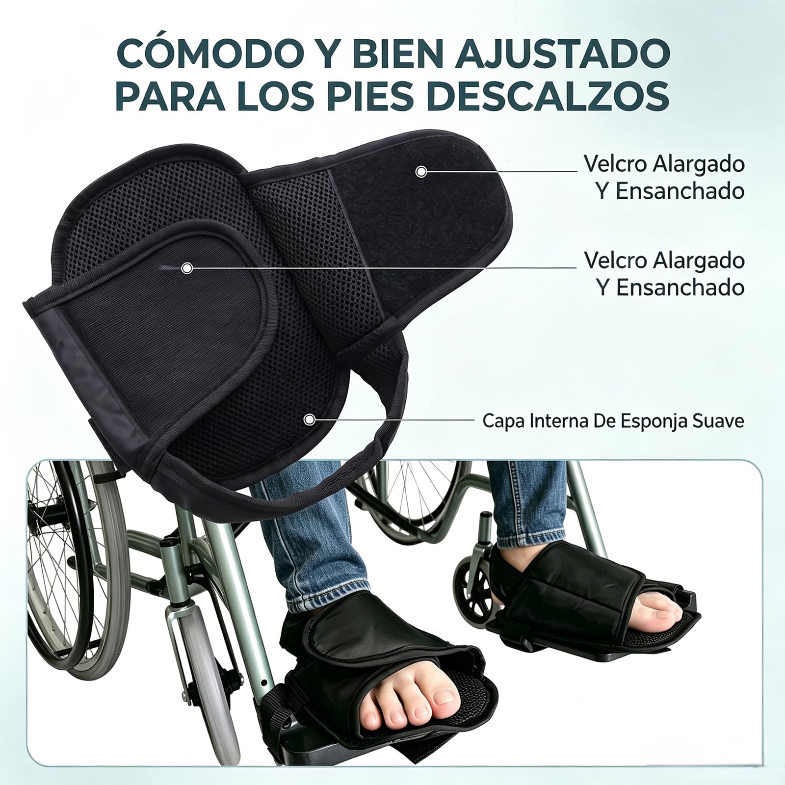 zapatos antideslizantes para silla ruedas con correas fijación ajustables, soporte seguridad para zapatos para evitar que los pies se deslicen de los pedales de silla de ruedas para personas mayores