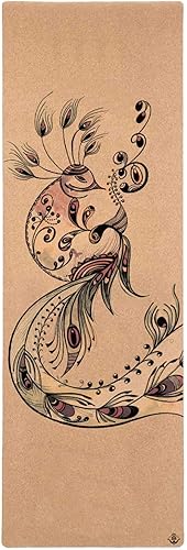 Tapete de yoga de corcho, diseñado por artistas, tapete antideslizante ecológico de alta calidad, ideal para yoga regular y caliente, pilates,