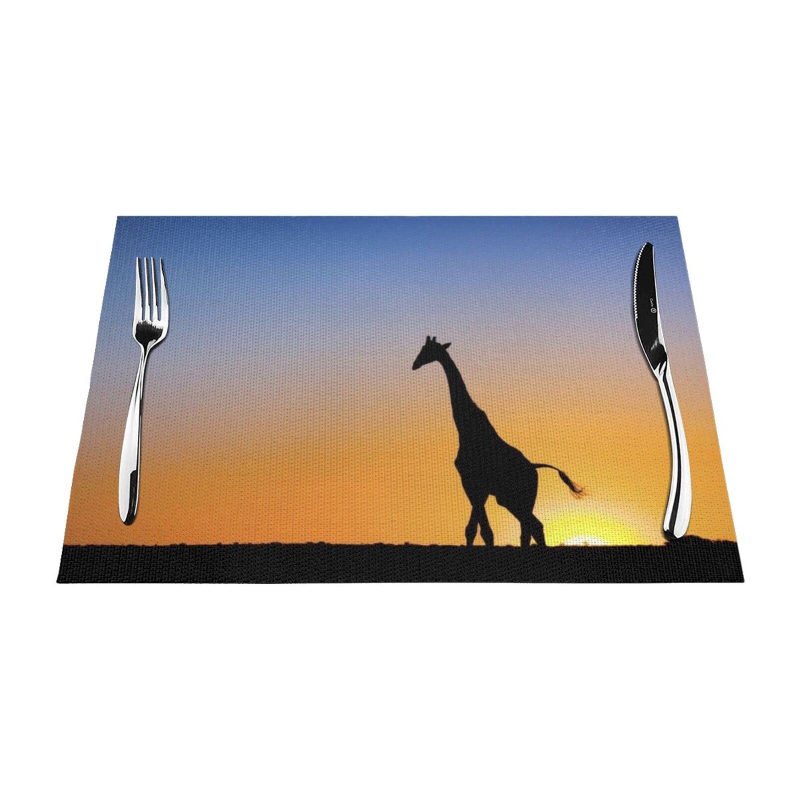 Sets de table haut de gamme motif girafes 30x45 cm résistants chaleur