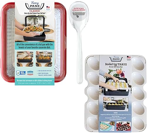 Vista 40 de Fancy Panz Bandeja clásica para servir alimentos, fabricada en los Estados Unidos, soportes apilables de aluminio con tapa transparente, cazuela