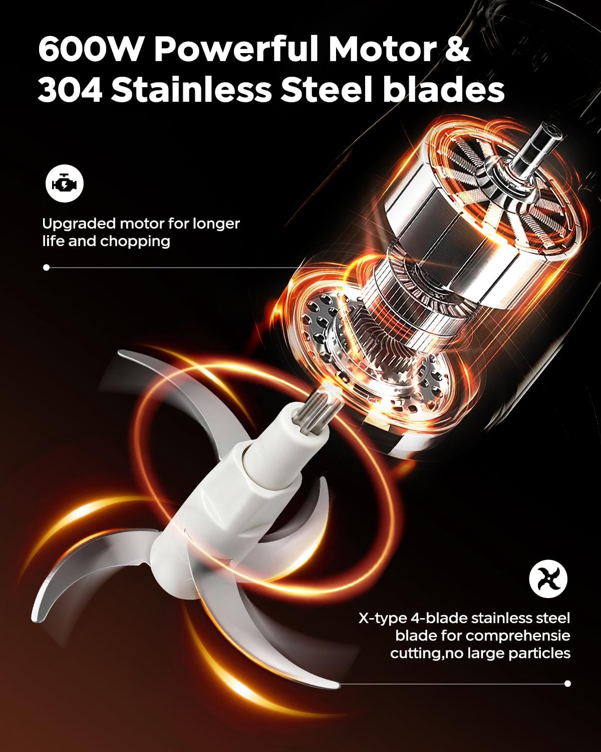 Bear Bear 2L+1.8L 600W Electric Food Processors & Chopper with Glass Container and 304 St… thumbnail 4