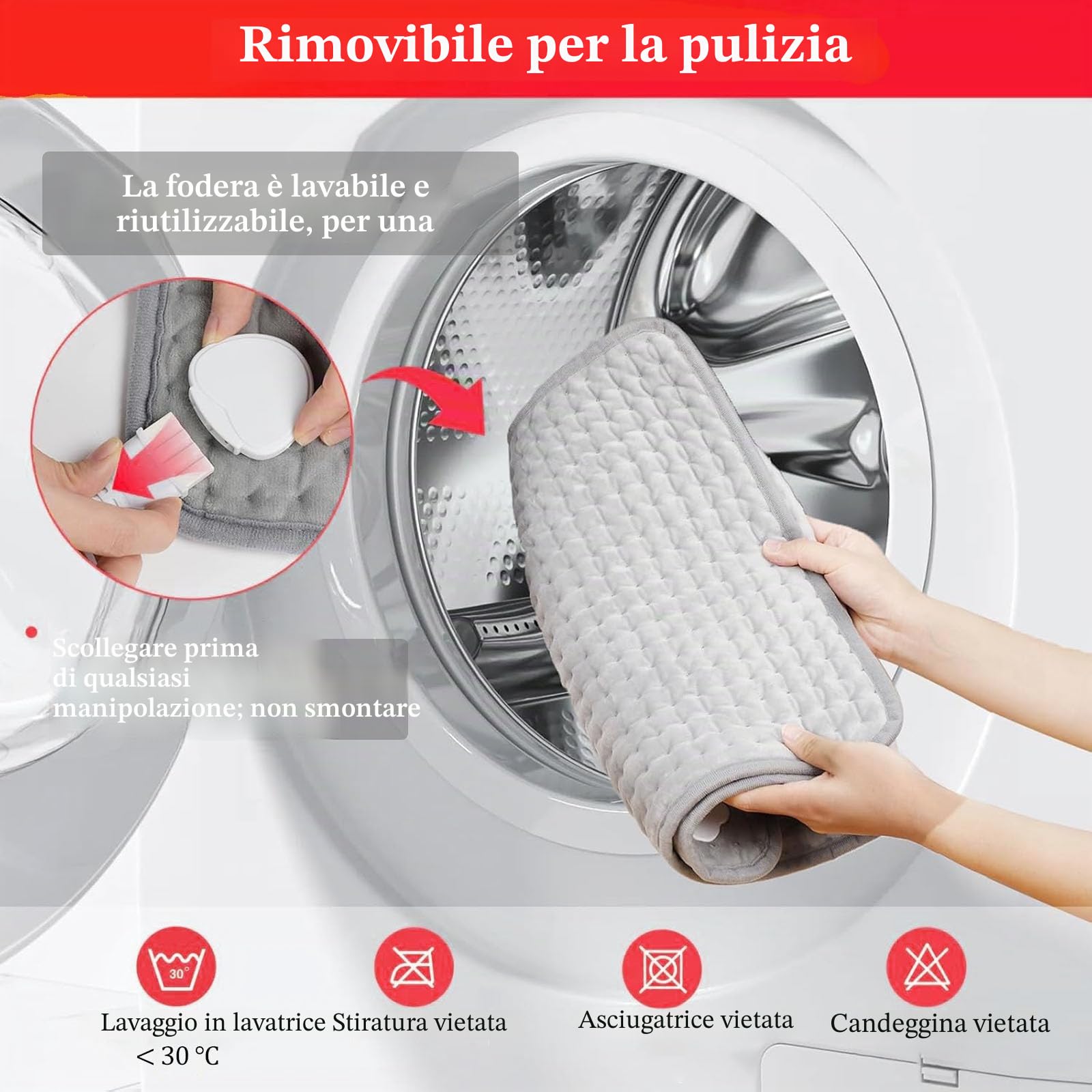 CYFIE Cuscino riscaldante XL riscaldante elettrico 50 x 60 cm, 10 livelli addome con controller, e cuscino riscaldante elettrico rapido per schiena, collo, spalla, lunghezza del cavo 250 cm