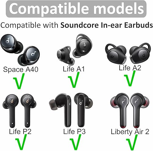 Miniatura 2 de Doble brida compatible con puntas de oído Soundcore Space A40, accesorios de silicona de repuesto para reducir el ruido, accesorios compatibles con