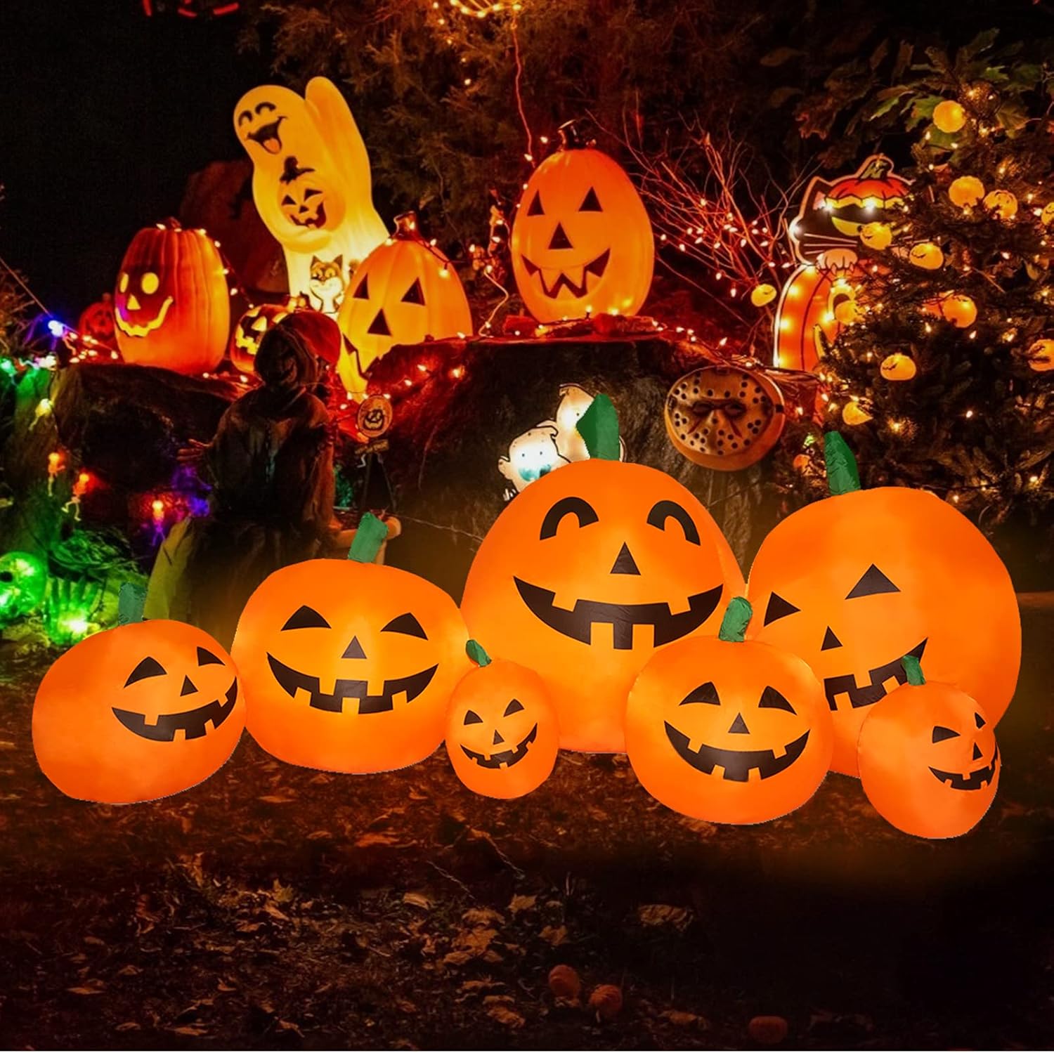 7.5 FT Inflatable Pumpkin Halloween Decorations, Halloween Blow Up Yard Decoration Clearance with LED Lights Built-in Front Yard, Porch, Lawm or Halloween Party Indoor Outdoor