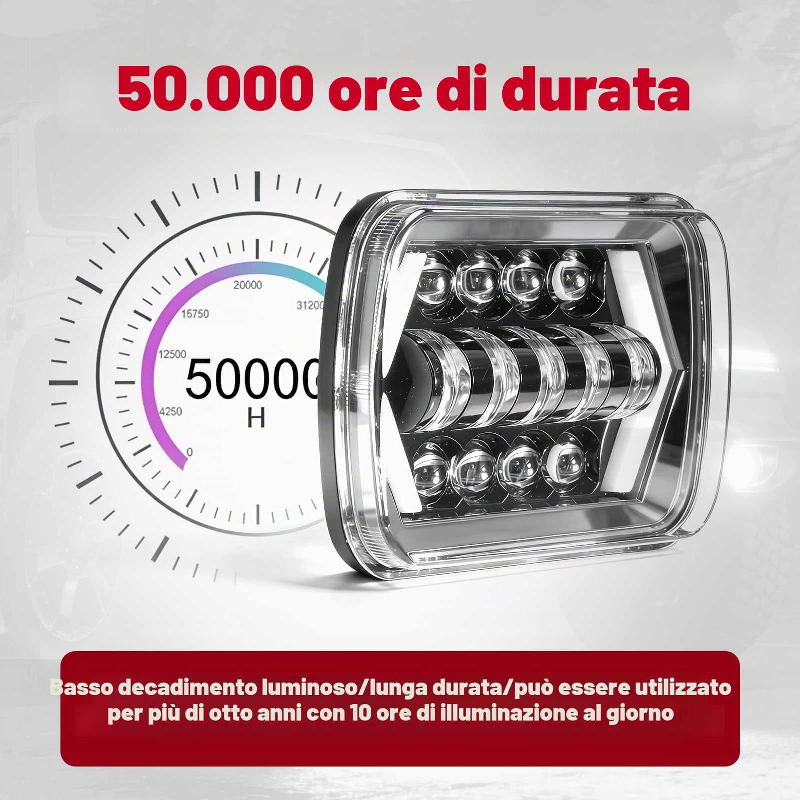 Faro da 5x7 Pollici Faro Quadrato a Luce Abbagliante E Anabbagliante Faro Per Veicolo Faro Automatico con Luce di Svolta LED Adatto Per Veicolo Jep