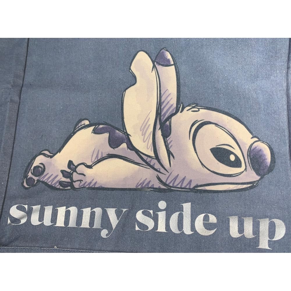 CARTOON Borsa con manici Disney Stitch borsa da spiaggia grande con chiusura zip shopper borsa a spalla effetto jeans
