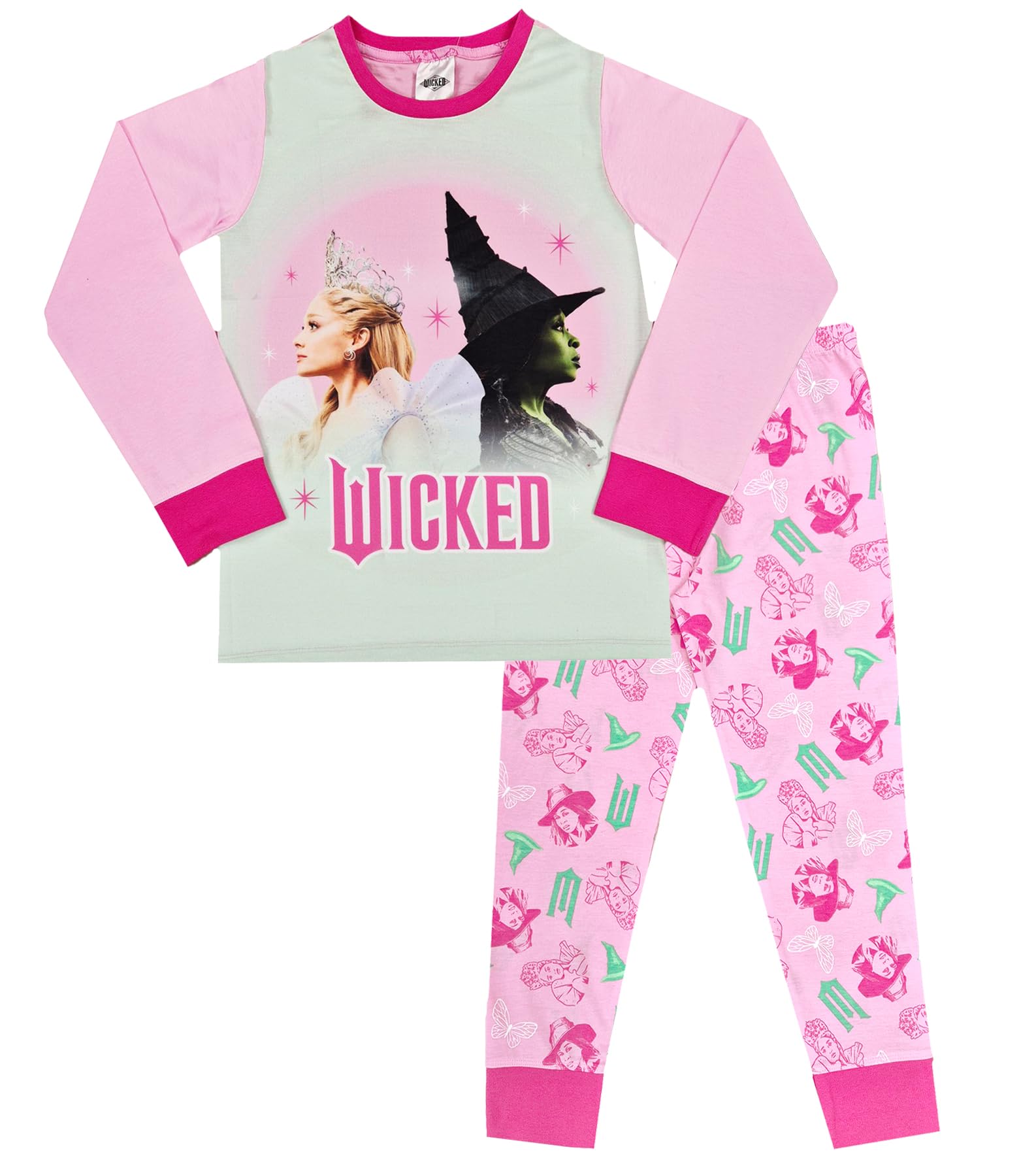 WICKED Girls Pyjamas Glinda Elphaba Nightwear PJs, 7-8 Years Multicolour