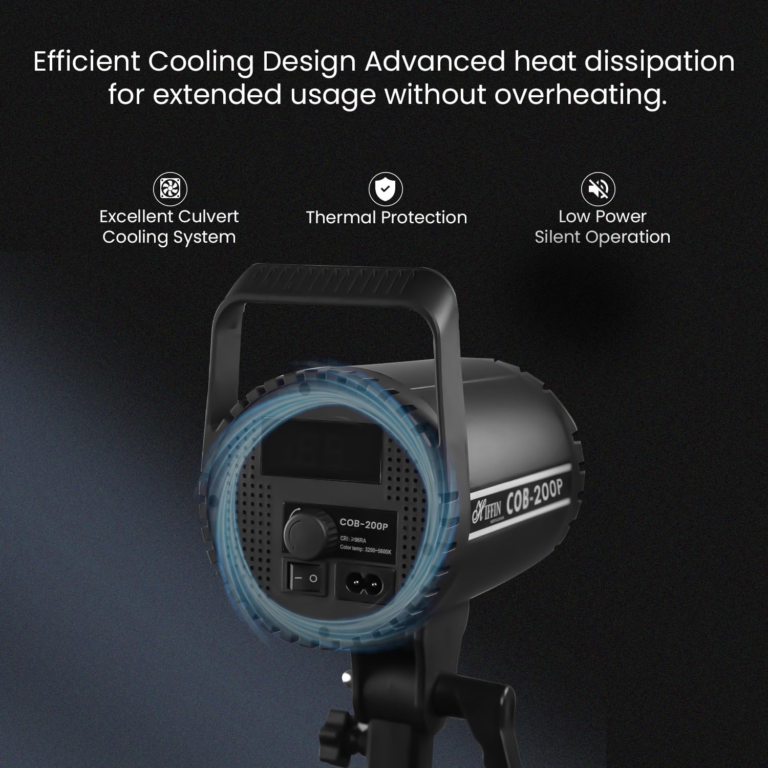 HIFFIN (COB-200P) 200W Bi Color Continuous LED Light with 18CM Reflector & Infrared Remote, AC Power, 3200K-5600K Color Temperature Control, 23000lx @1m, Ideal for Photography and Videography 2