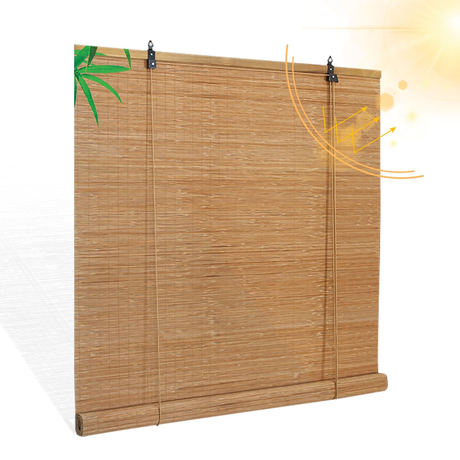 80% Blackout Bamboo Blinds 50-160cm Wide Natural Retro Bamboo Roller Blinds, Roman Blinds for Window Shutters Easy to Install for Indoor/Outdoor/Garden/Pergola/Kitchen Anti-Uv Privacy Screen