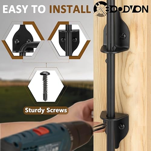 Miniatura 4 de Perno de caña de 12 pulgadas, barra de caída de puerta resistente, pestillo de tierra de puerta para cercas de madera, puertas de metal tope para