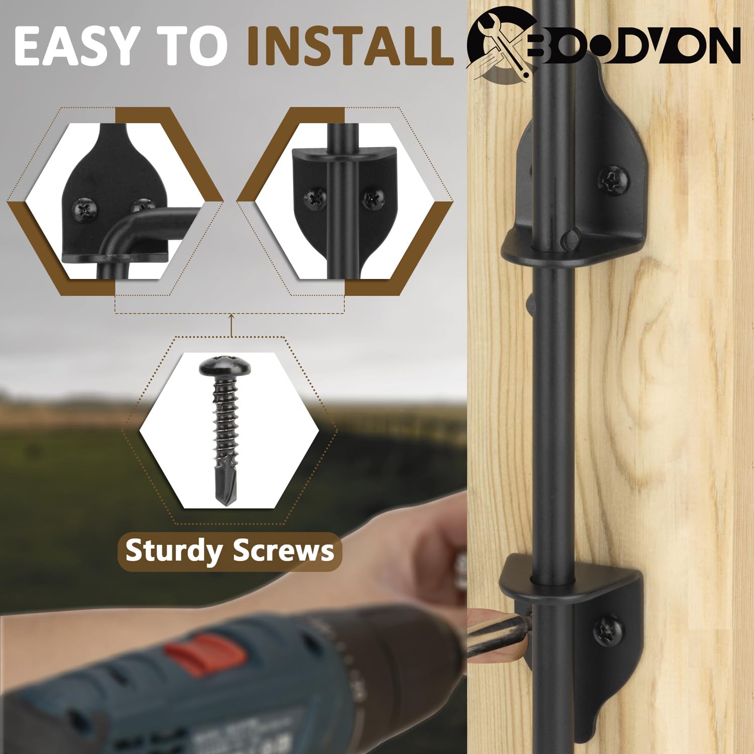 NIHUIFDPY Kit De Tige De Boulon De Porte En Fer Robuste De