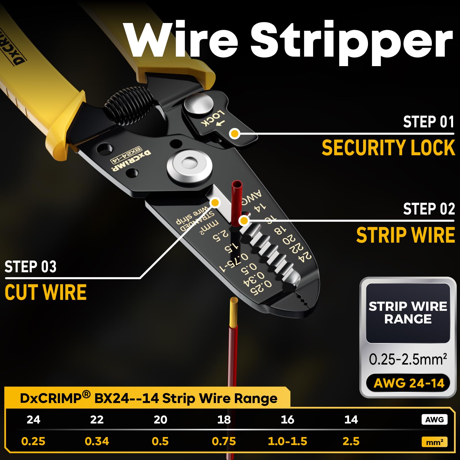 DxCRIMP Ratcheting Open-Barrel Crimping Tool Kit with Wire Stripper - Image 4