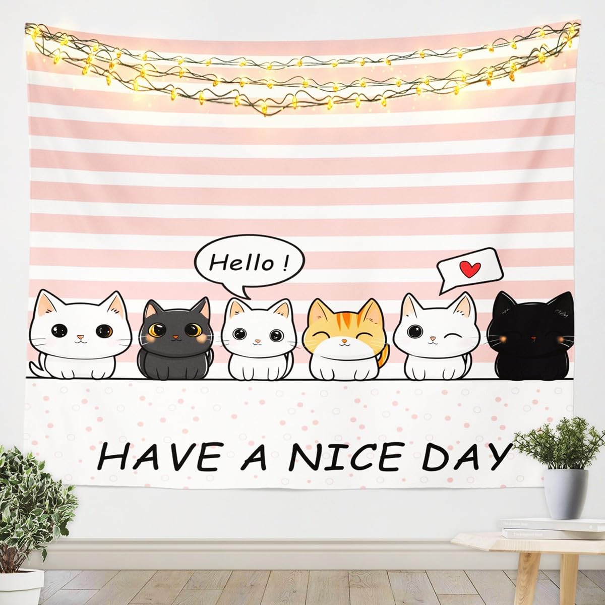 jejeloiu Cartoon Cat Wall Hanging Large Blanket 59"x82" for Kids Boys Girls