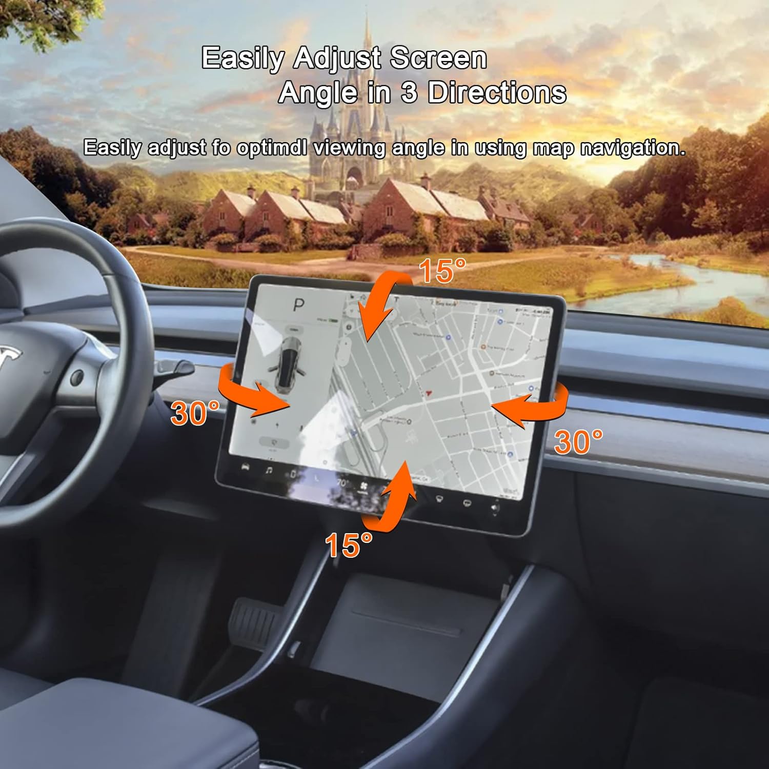 CUSP Screen Swivel Mount Rotating Holder For Tesla Model 3 Model Y Center Console Navigation Original Silver Screen,Upgraded Four Directions,Rotate Left & Right,Rotate Up & Down,2017-2023 Accessories