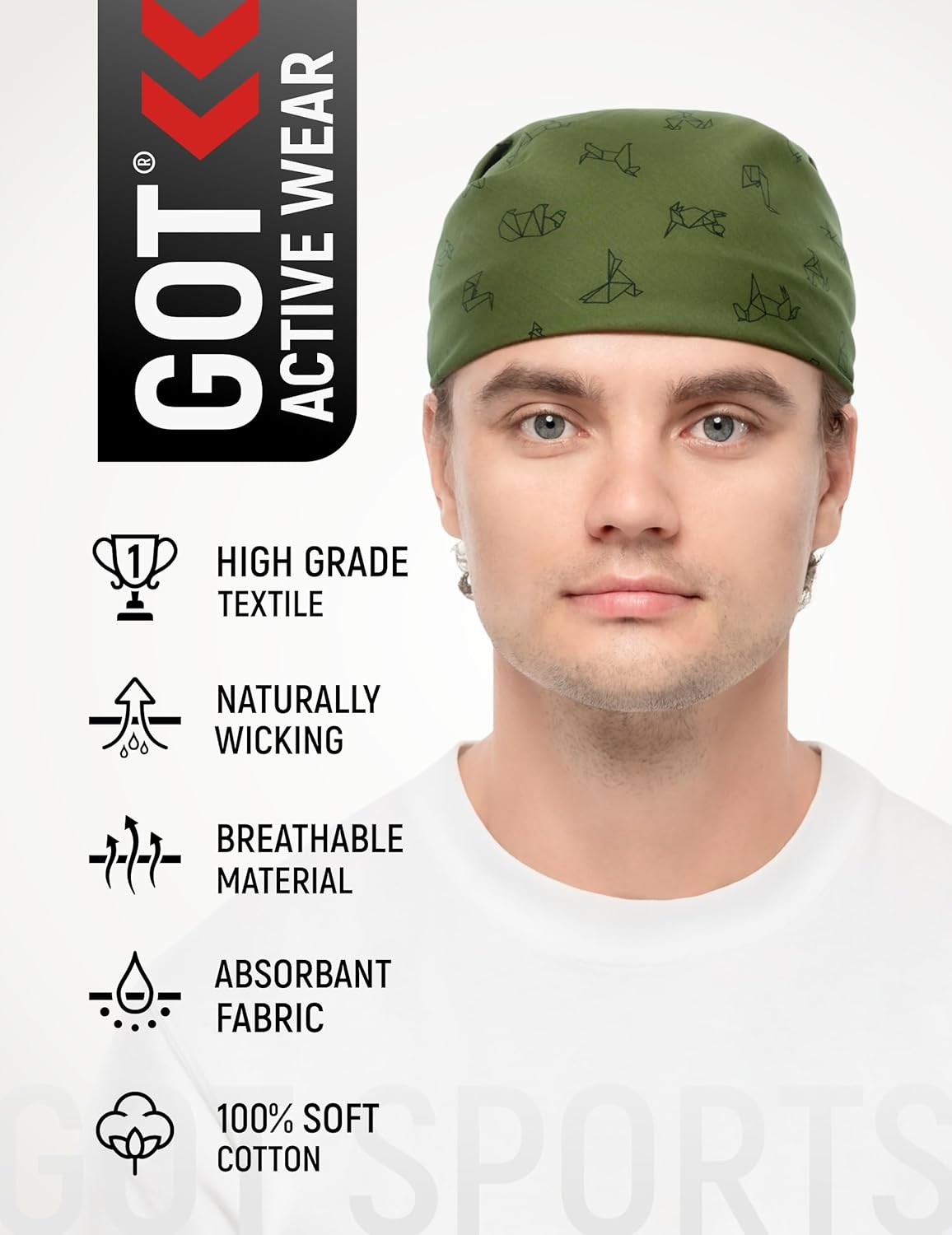 GOT Sports 100% Cotton Bandana for Men & Women - Large 24" x 24" Square Head Scarf, Hair Wrap, Kerchief - Soft & Breathable - Image 3