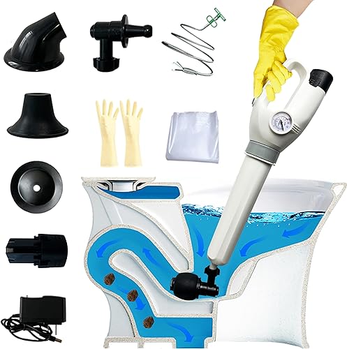Juego de émbolo de inodoro eléctrico, herramientas para eliminar obstrucciones de drenaje de serpiente, desagüe resistente, émbolos de aire de alta