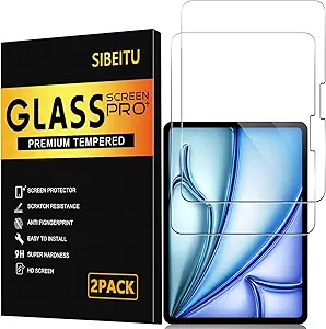 SIBEITU for iPad Air 11 Inch M3 2025 & M2 2024 Screen Protector, 2 Pack iPad Air 7th/6th Generation Tempered Glass Film, 9H Anti-Scratch HD Compatible Face ID & Case Friendly for iPad Air 11" 7/6 Gen