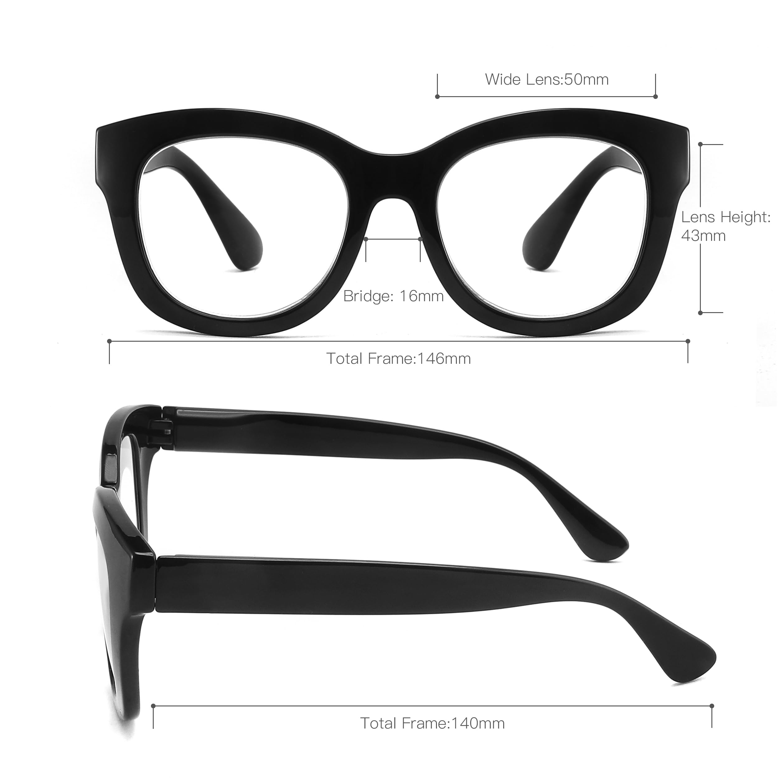 SINSPORT eyewear Occhiali da Lettura Donna Uomo, Retrò Moda Oversized Occhiali per Computer Anti Luce Blu 2 Pacco