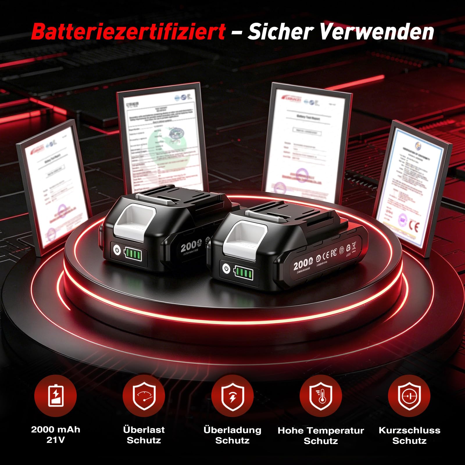 Cordless Buffer Poliermaschine Auto Akku, 2x2000mAh Batterie (Bis zu 6000 U/min) Poliermaschine Auto, 6'' Autopolierer, 8 mm Exzenter-Poliermaschine für Auto-und Bootspflege, Polieren Wachsen