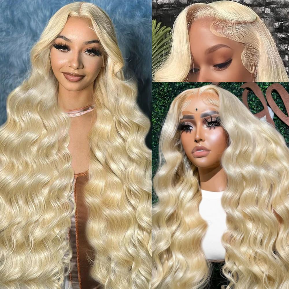 Blonde 613 Lace Front Wig Human Hair 200% Density 36in