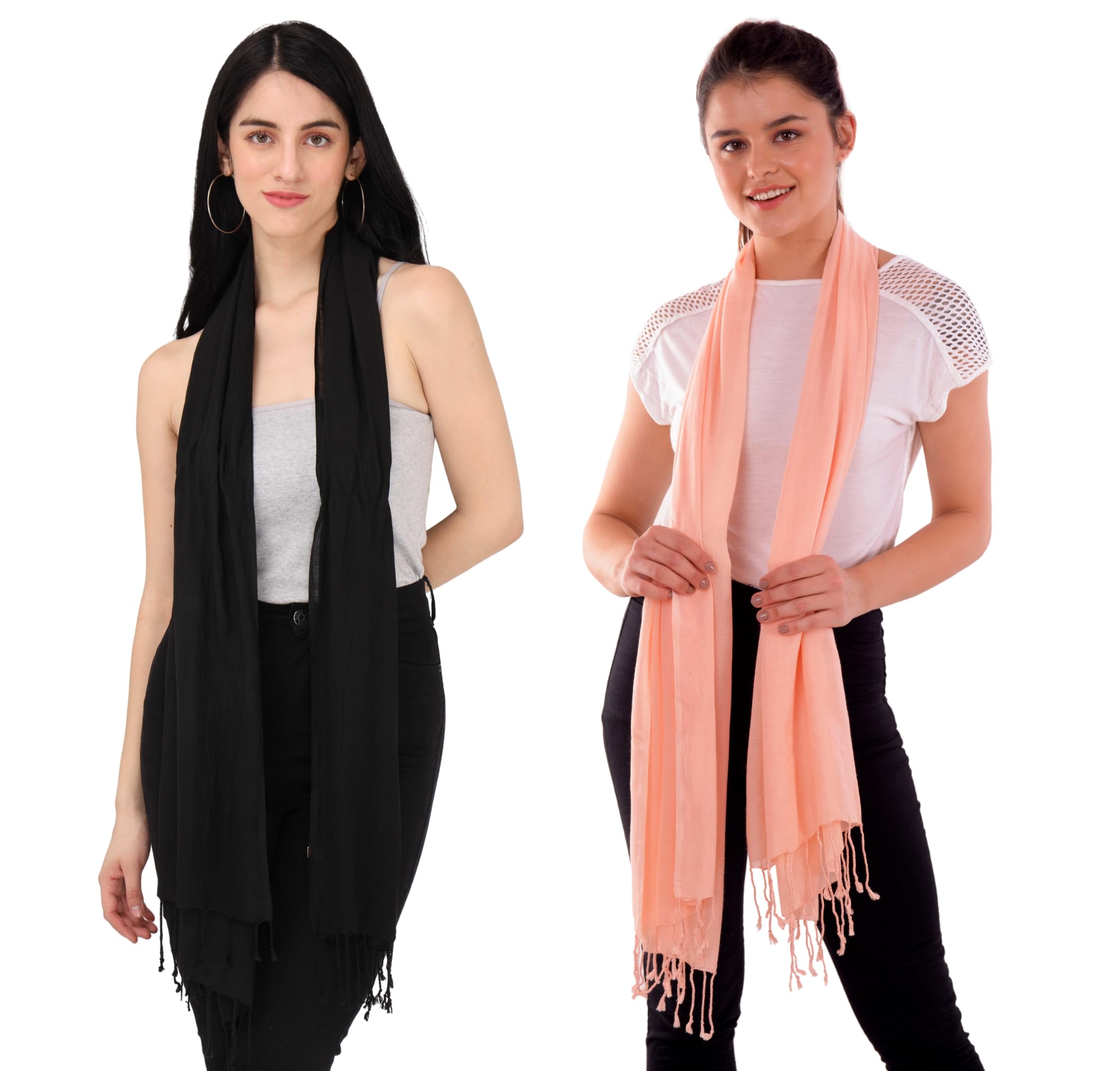 Women and Girls Scarfs Stoles Combo Set-Size 65x185cms-Soft Comfortable Cozy Viscose Cotton Scarfs Stoles Summer & Winter-Suitable size Hijab-Easy to dry Stylish-image-46