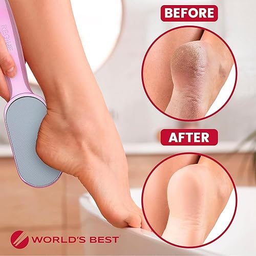 Miniatura 5 de World's Best - Lima de pedicura 2 en 1, lima de pie de vidrio grabado con láser y removedor de callos - raspador para talones agrietados, exfoliante