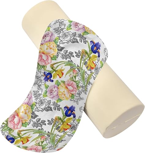 Miniatura 4 de Watercolor Summer Blooming Irises Roses Flowers Bolster Pillow and Cover Bed Neck Roll Pillow Long Round Pillows for Bed for Knee Support Pillow
