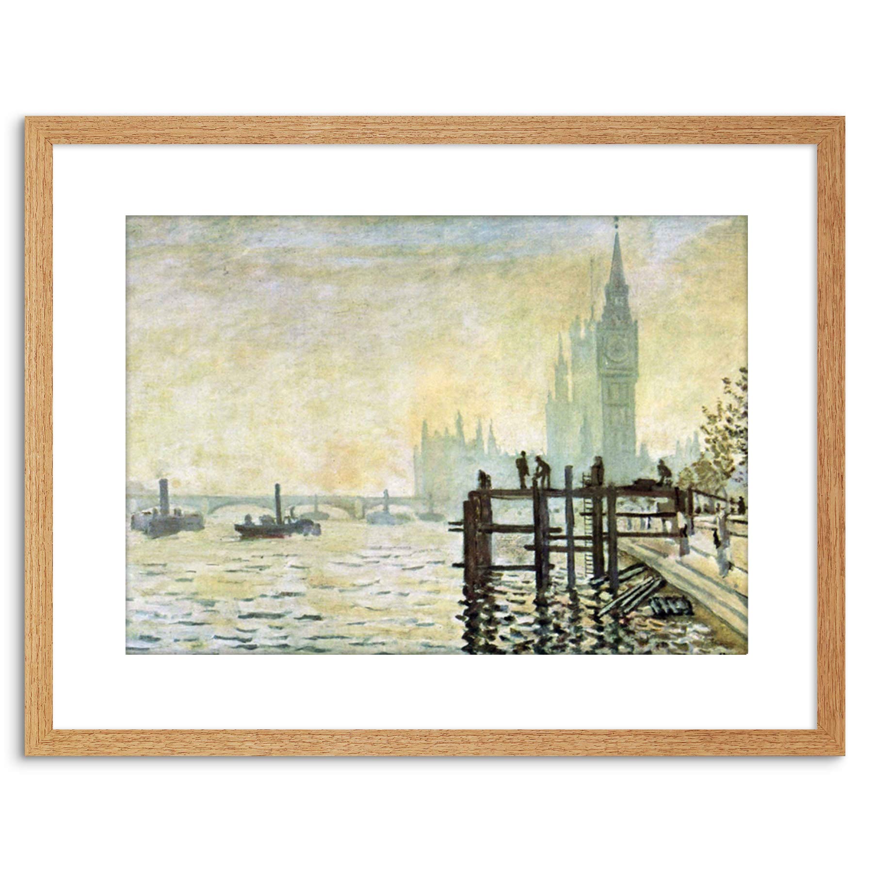 Wee Blue Coo Painting Monet Westminster Bridge London Framed Wall Art Print