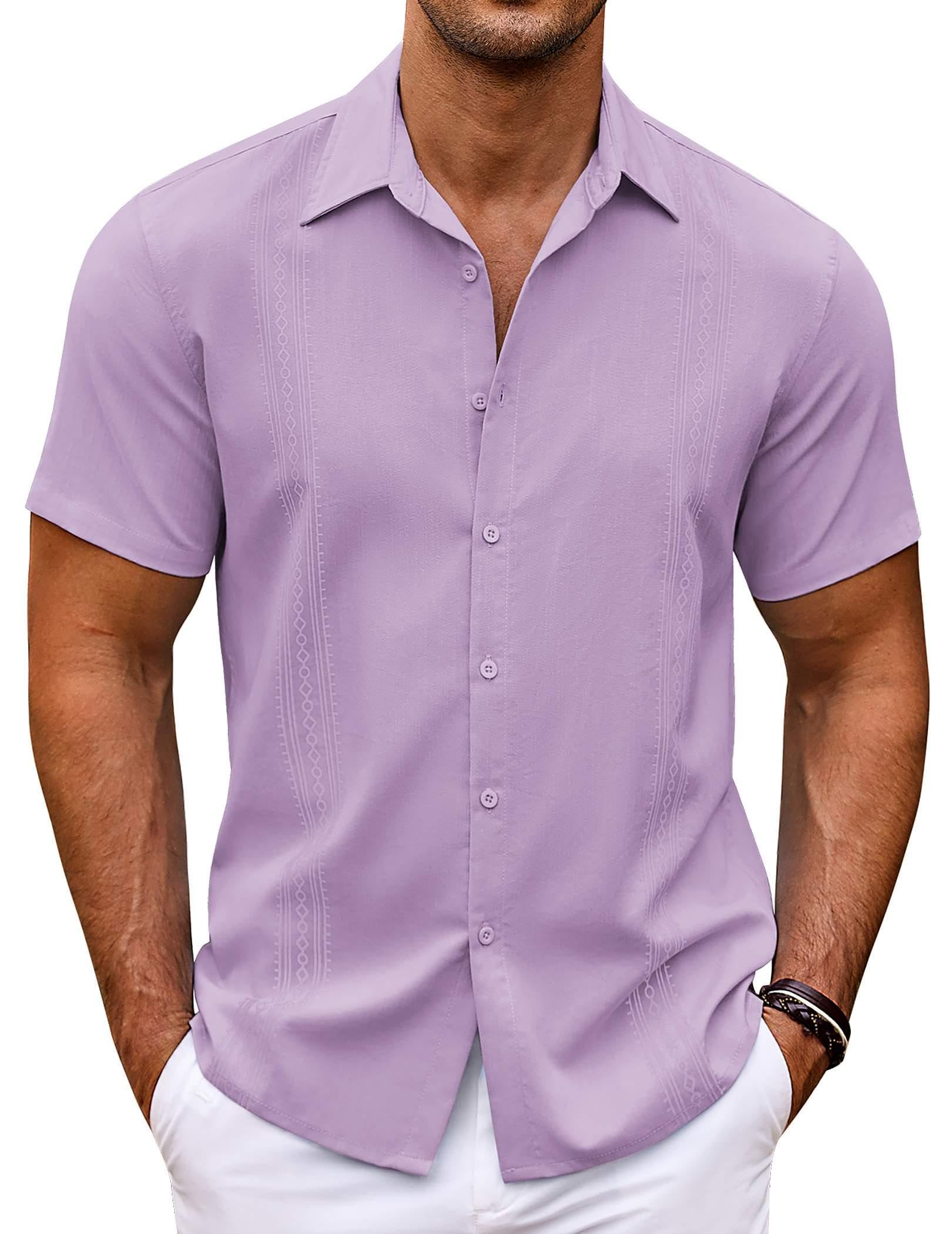 COOFANDY Men's Cuban Guayabera Shirt Short Sleeve Button Down Shirts Casual Summer Beach Shirts