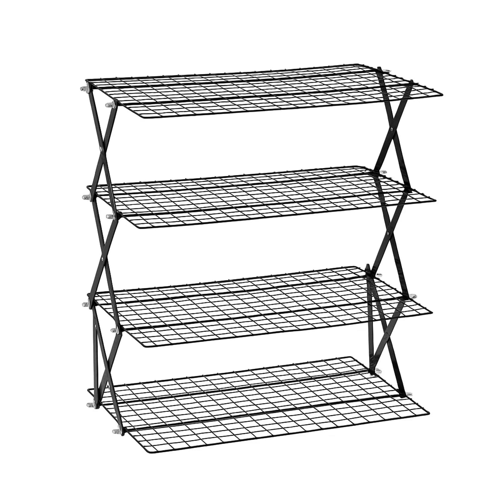SUNNYNEST 4 Layer Folding Storage Rack – Stackable Metal Food & Spice Organizer, Space-Saving Home & Camping Folding Iron Rack for Kitchen, Baking & Picnic (4 Layer)