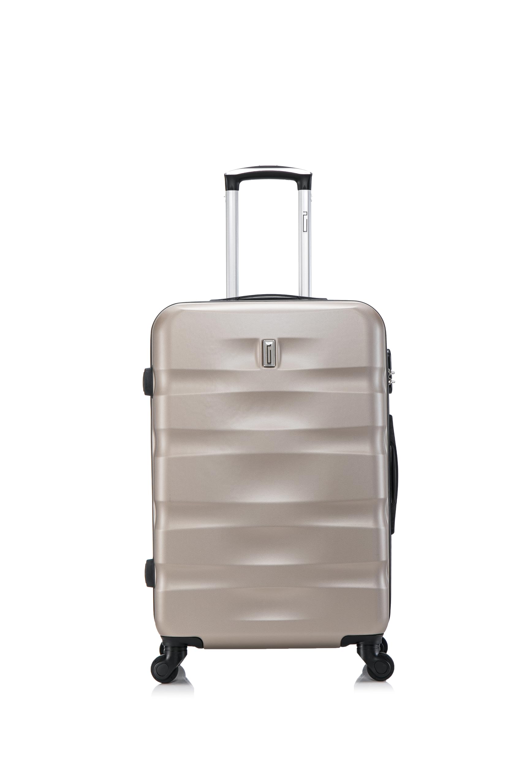 CELIMS - Set Valigie | Valigia Media 20 kg Rigida Champagne + Beauty Case da Viaggio 35cm | Valigia da Stiva 65cm | Trolley Medio 65cm con 4 Ruote | Valigie con Beauty Case