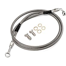 Mofun 52" Extended Length Hydraulic Front Brake Line Kit For 12-14" Handlebar Stainless Steel Non-ABS Compatible with Harley Softail 2000-2010 Dyna 1995-2011, Black