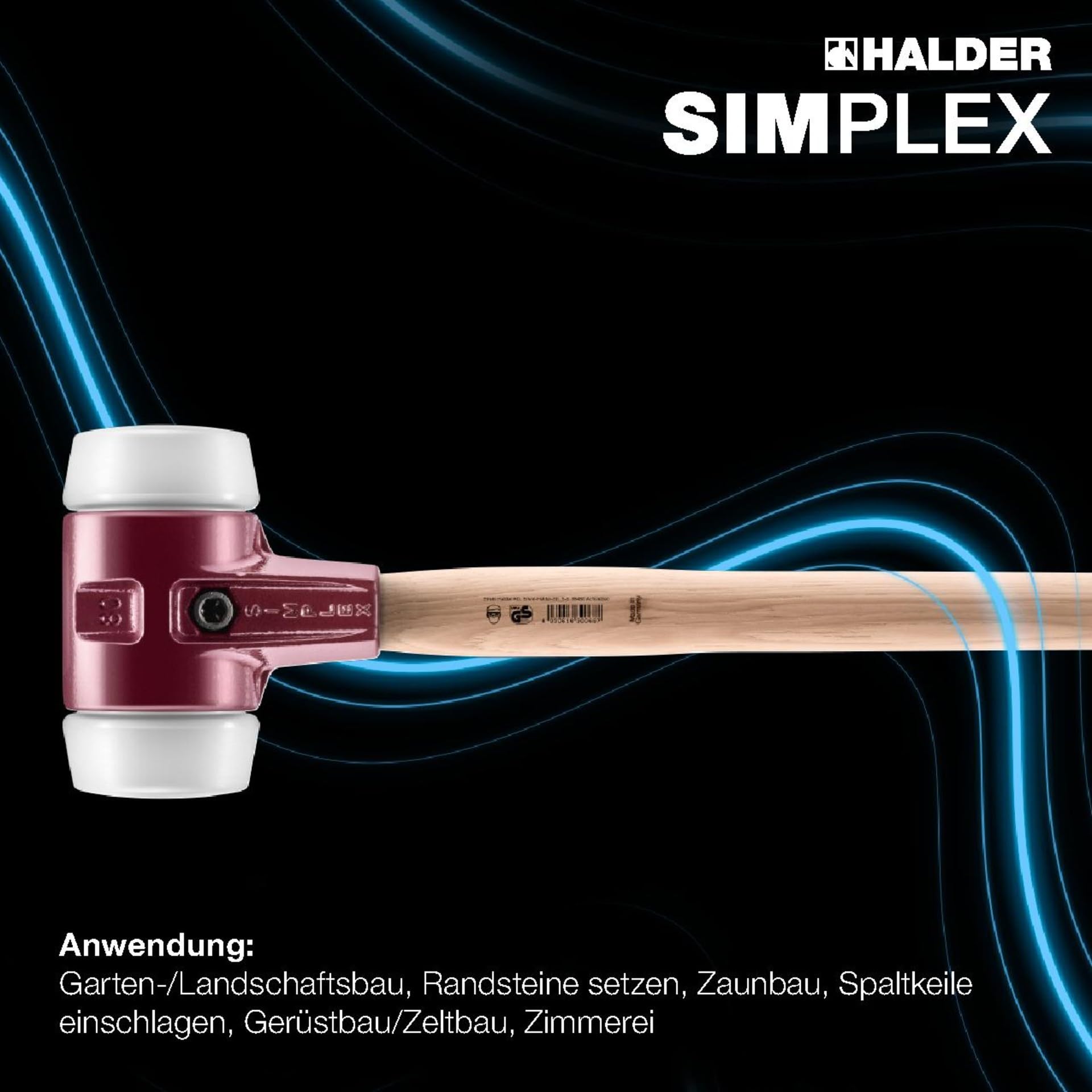 SIMPLEX-Vorschlaghammer, Superplastik; mit Tempergussgehäuse und Hickorystiel | D=80 mm | 3007.081