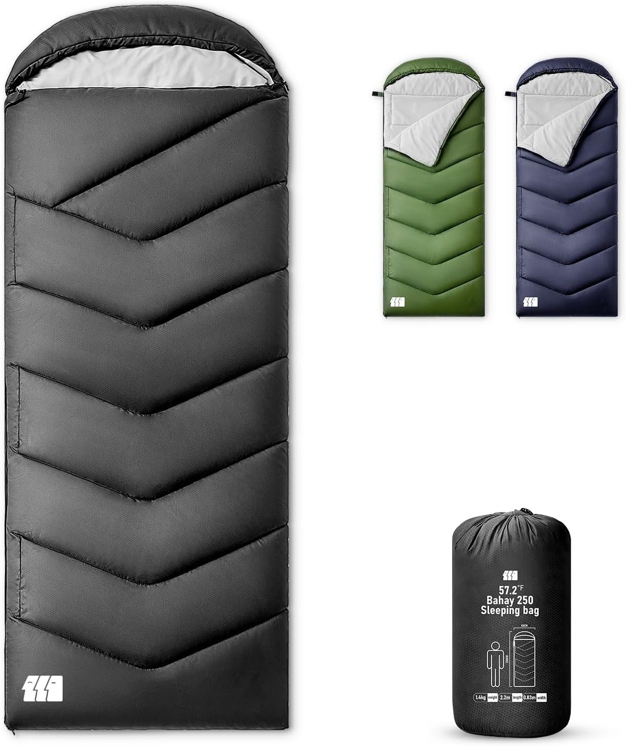 Sleeping Bag for Adults Warm Weather, Compact Lightweight Backpacking Sleeping Bag with Compression Sack, Camping Essentials Gear for Hiking Travel Climbing Outdoor & Indoor Use