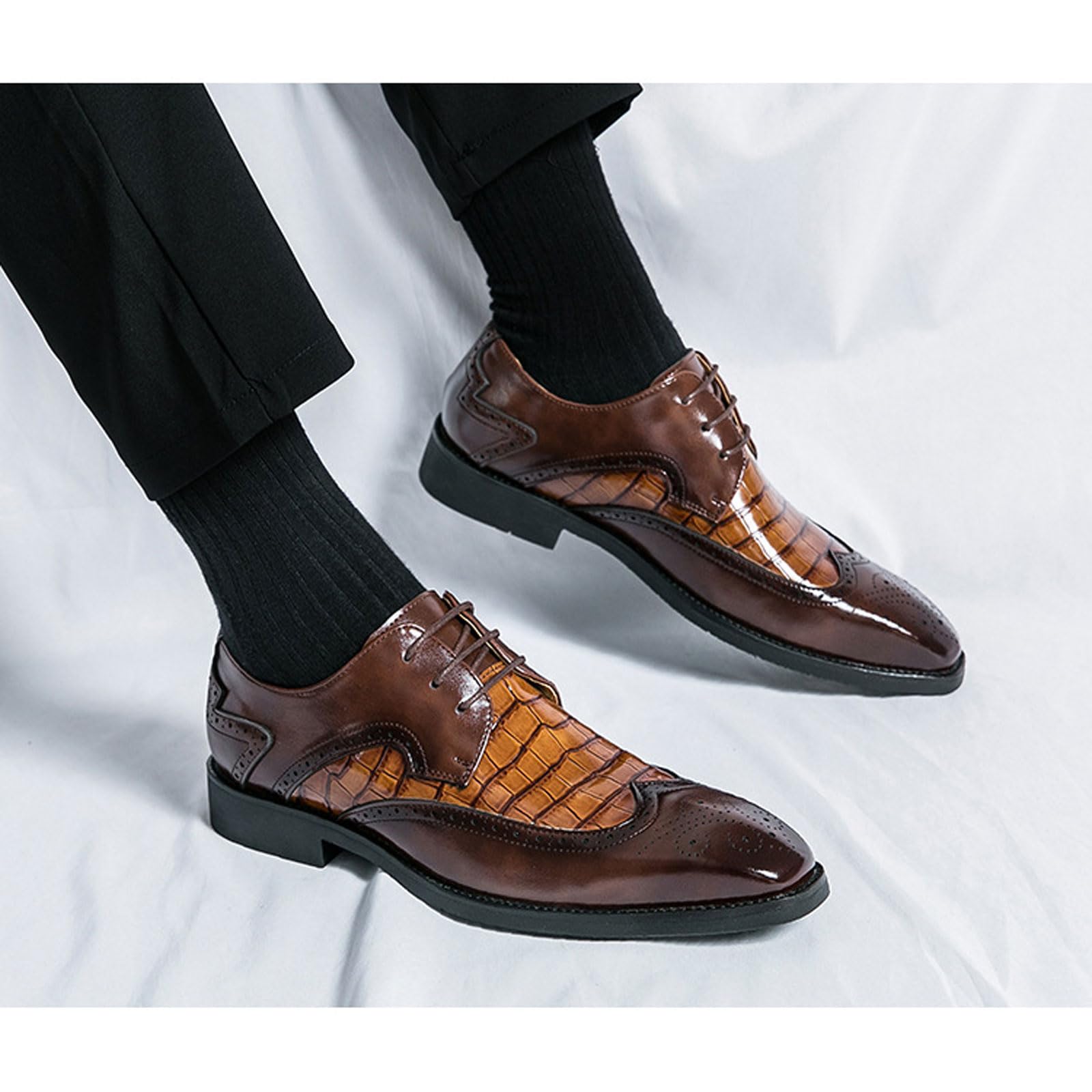 Chaussures en Cuir Oxford pour Hommes Style Brogue Formelles pour Soirées Mariages Banquets