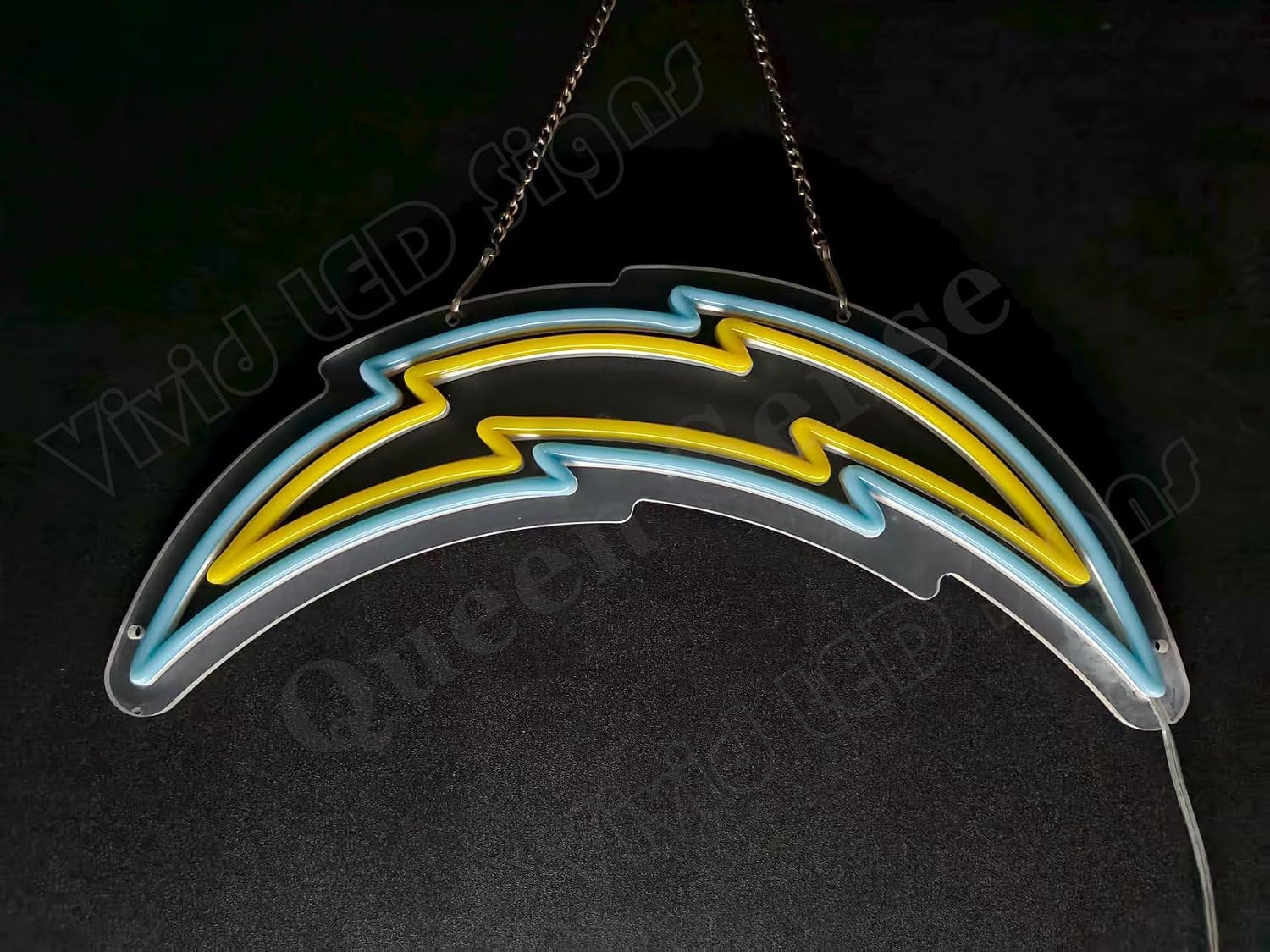 Queen Sense 16"x7.2" Los Angeles's Sports Chargers LED Neon Sign Light for Man Cave USB Powered Dimmable LED Signs BH1359