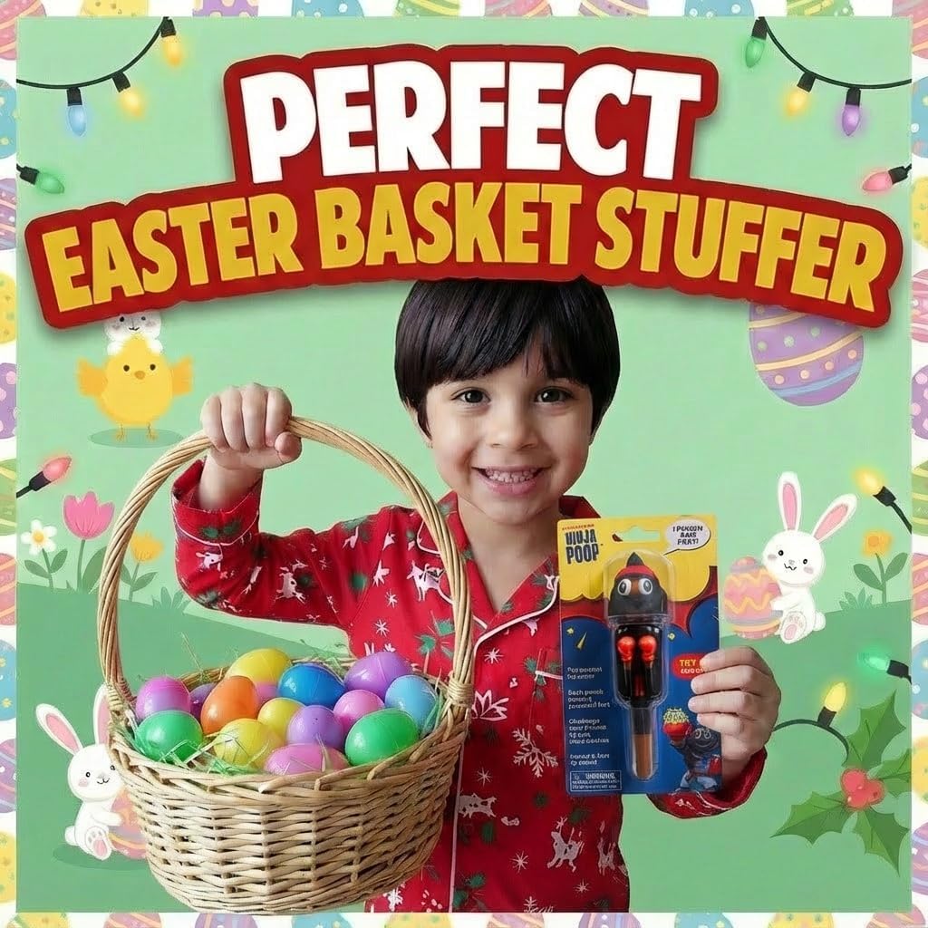 Farting Poop Pen with Punching Arms - Easter Basket Stuffers, Silly Gag Gift & Interactive Toy Makes Funny Fart & Action Sound with Every Punch (Ninja)