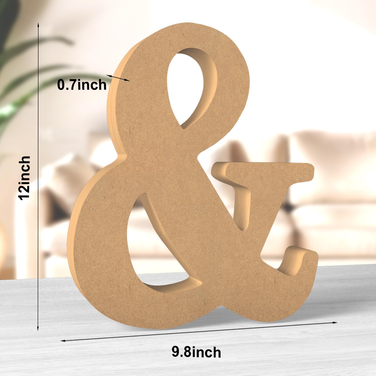 Aruatu 12 Inch Balsa Wooden Letters Unfinished Wood Letters for Wall Decor Decorative Standing Letters Large Letters for wall Decoration for Craft Home Party Projects (&) - Image 2
