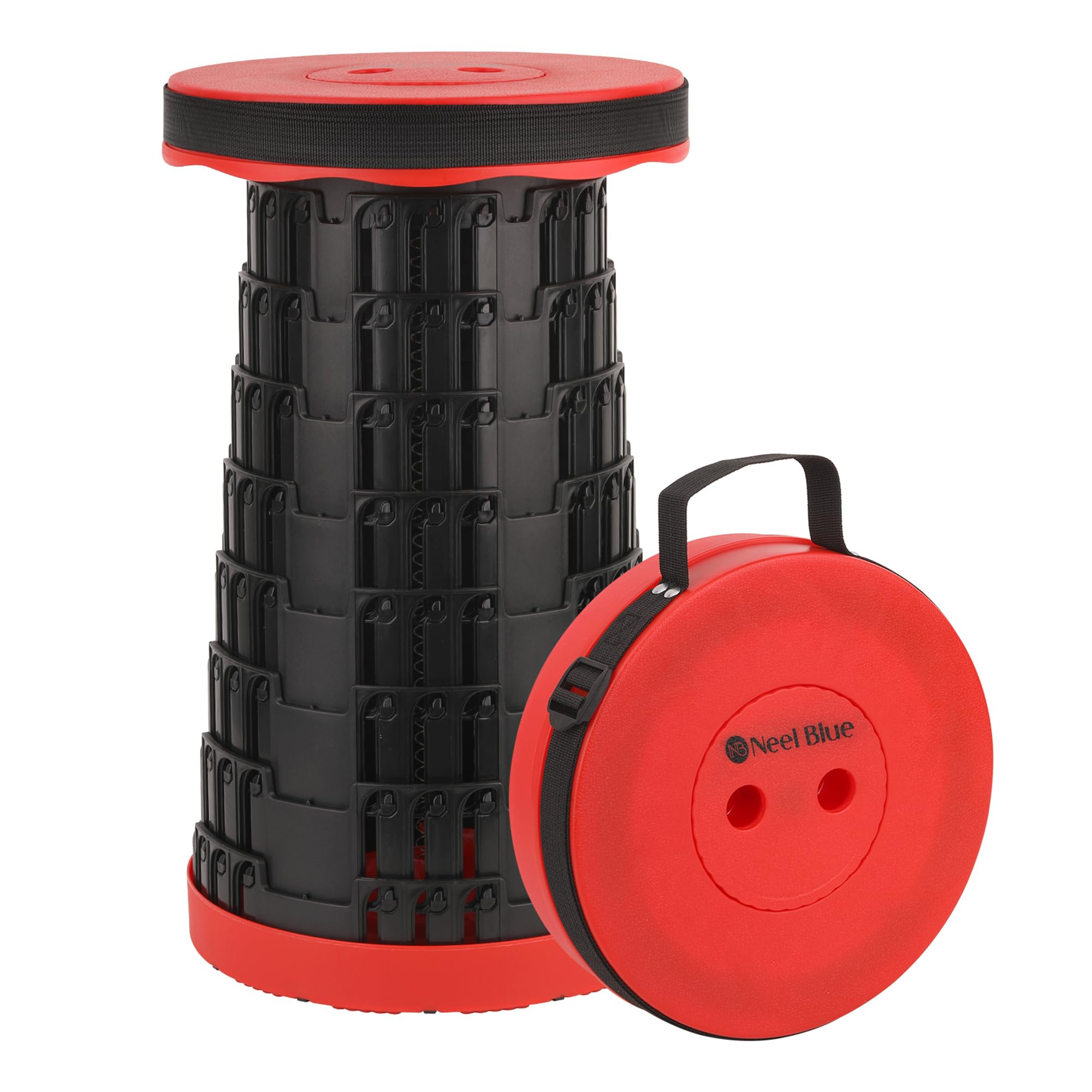 WedDecor Telescopic Folding Stool Retractable Seat 440lbs - Red