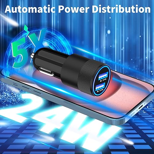 Miniatura 2 de Apple MFi Certified iPhone Charger Fast Car Charging, BARMASO 66W USB-C PD&QC3.0 Power Rapid Car Charger + Built-in 6FT Lightning Coiled Cord Quick